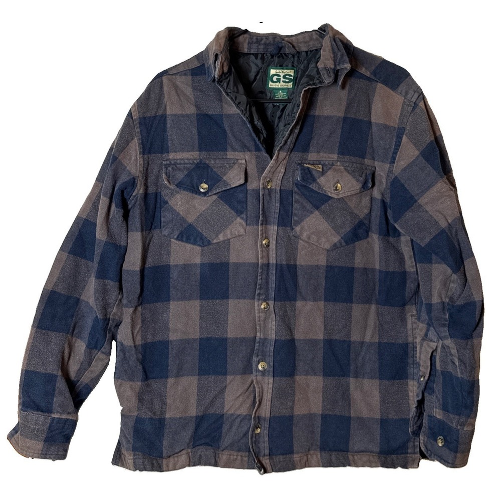 VTG Gander Mountain Guide Series Mens S Plaid Flannel Shirt Jacket Quilt Lined